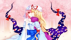 Anime girls touhou saigyouji yuyuko yakumo yukari video games 