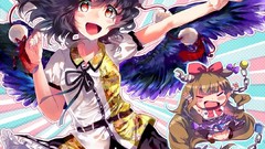 Anime girls touhou shameimaru aya ibuki suika