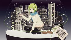 Anime girls vocaloid green hair Megpoid Gumi