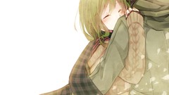 Anime girls vocaloid green hair Simple Background Megpoid Gumi