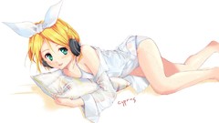 Anime girls vocaloid kagamine rin cyprus Simple Background