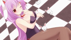 Anime girls wink touhou animal ears purple hair reisen udongein 