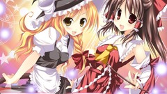 Anime girls witches hakurei reimu touhou kirisame marisa miko 