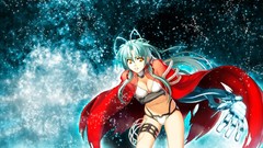 Anime girls yellow eyes cleavage