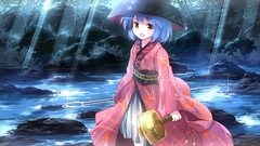 anime girls yukata Anime blue hair outdoors women outdoors Women