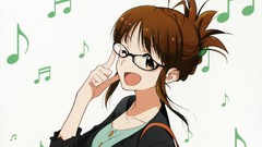 Anime glasses anime girls brown eyes brunettes short hair wink 