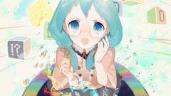 Anime glasses anime girls meganekko video games aqua hair aqua 