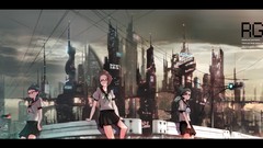 Anime glasses anime girls school uniforms science fiction 