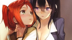 Anime glasses anime girls seifuku ecchi yuri meganekko cleavage