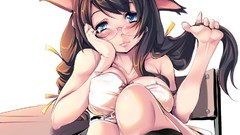 Anime glasses bakemonogatari hanekawa tsubasa animal ears 