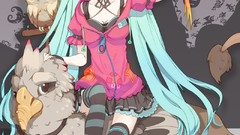 Anime glasses Bells Eagles stockings long hair hatsune miku 