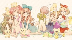 Anime glasses blondes pink hair barefoot anime girls blue eyes 