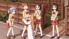 Anime glasses blue hair long hair blue eyes school uniforms 