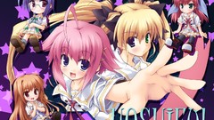 Anime glasses Chibi red eyes Ribbons Suzuki blondes pink hair 