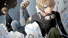 Anime glasses collar masks twins microphones