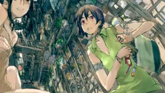 Anime glasses collar Shorts red eyes anime girls short hair 