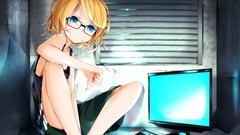 Anime glasses Computers geek paintings drawings anime girls 