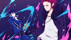 Anime glasses male blue hair blue eyes brown eyes k project 