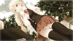 Anime glasses Maya bow blondes blush long hair anime girls 