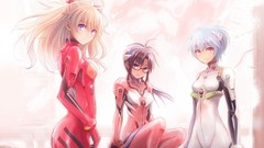 Anime glasses red eyes blondes blue hair anime girls blue eyes 