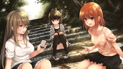 Anime glasses red eyes blush long hair anime girls brown eyes 