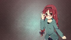 Anime glasses red eyes blush smiling long hair anime girls 