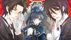 Anime glasses red eyes suit brunettes kuroshitsuji sebastian 