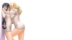 Anime glasses white background blondes blush anime girls 