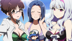 Anime glasses white hair blue hair anime girls brunettes 