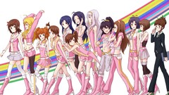 Anime glasses white hair suit belts blondes twins skirts blush 