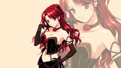 Anime gloves anime girls purple eyes redheads Simple Background 