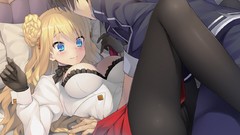 Anime gloves blondes anime girls blue eyes pantyhose cleavage 