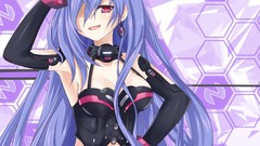 Anime gloves blue hair cleavage Hyperdimension Neptunia