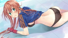 Anime gloves blush long hair anime girls blue eyes ecchi 