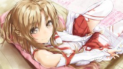 Anime gloves elbows anime girls brown eyes brunettes sword art 