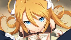 Anime gloves long hair anime girls blue eyes orange hair erect 