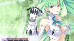 Anime green hair cleavage Hyperdimension Neptunia