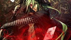 Anime green hair playing cards