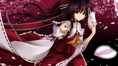 Anime hakurei reimu touhou miko video games detached sleeves