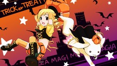 Anime Halloween pumpkins blondes anime girls brown eyes mahou 