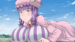 Anime hats cities planes touhou purple hair patchouli knowledge 