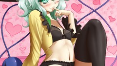 Anime hats lingerie bra touhou komeiji koishi thigh highs open 