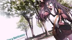 Anime hats long hair blue eyes