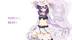 Anime hats navel long hair anime girls green eyes yumekui merry 