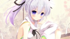 Anime hats pens white hair long hair anime girls blue eyes gray 