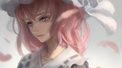 Anime hats pink hair smiling pink eyes anime girls short hair 