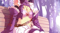 Anime hats red eyes anime girls bra purple hair