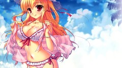 Anime hats red eyes blondes long hair pink eyes anime girls 