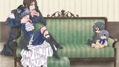 Anime hats red eyes couch boots brunettes licking kuroshitsuji 