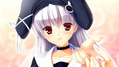 Anime hats red eyes Ribbons gray hair suika game cg